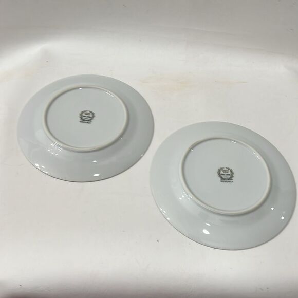 Regency White Blue Silver Pink Floral Dinnerware Set Of 2 Bread Plates Saucers - Picture 4 of 5